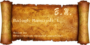 Balogh Manszvét névjegykártya